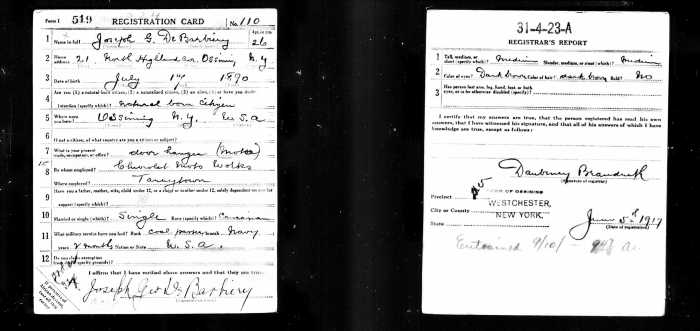 George De Barbiery Draft card
